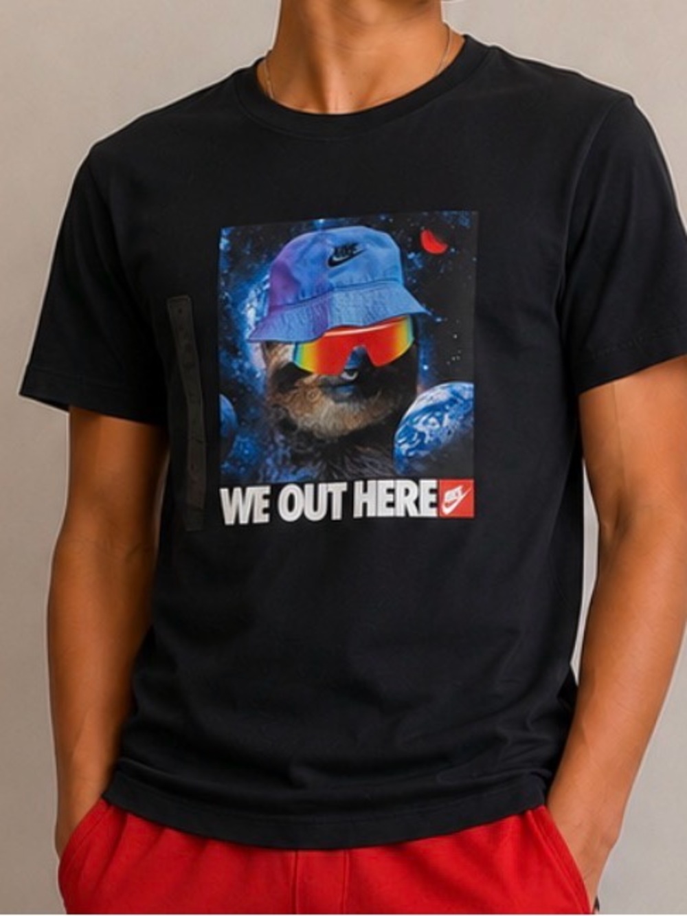 Nike Black Tee with Multicolor Space Sloth Graphic NWT Size XL Youth